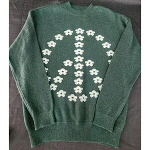 Witty Fox Size Medium Crew Neck‎ Soft Sweater Top Dark Green Peace Pullover NWOT